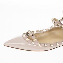 مملوكة مسبقًا Valentino Nude Patent Rockstud Ballet Flats Size 41