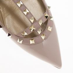 مملوكة مسبقًا Valentino Nude Patent Rockstud Ballet Flats Size 41