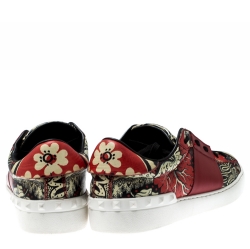 Pre Owned Valentino Multicolor Floral Printed Leather Lace Up Sneakers Size 41