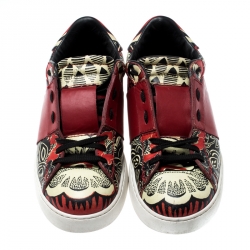 Pre Owned Valentino Multicolor Floral Printed Leather Lace Up Sneakers Size 41