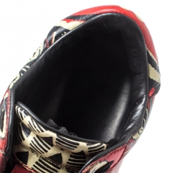 Pre Owned Valentino Multicolor Floral Printed Leather Lace Up Sneakers Size 41