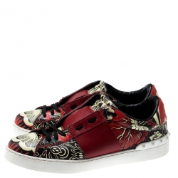 Pre Owned Valentino Multicolor Floral Printed Leather Lace Up Sneakers Size 41