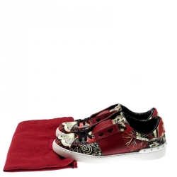 Pre Owned Valentino Multicolor Floral Printed Leather Lace Up Sneakers Size 41