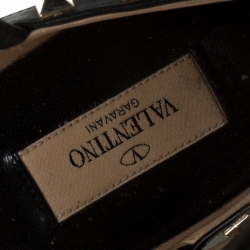 Pre Owned Valentino Green Leather Rockstud Ballet Flats Size 37