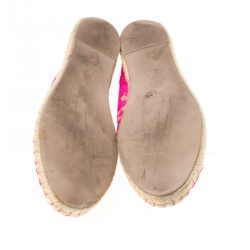 Pre Owned Valentino Pink Lace Espadrille Flats Size 40