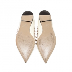 Pre Owned Valentino White Patent Leather Rockstud Ballet Flats Size 38