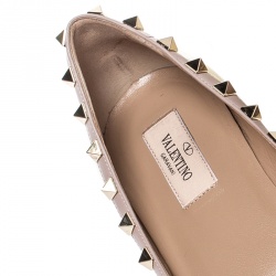 Pre Owned Valentino White Patent Leather Rockstud Ballet Flats Size 38