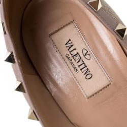 Pre Owned Valentino Metallic Leather Rockstud Pointed Toe Pumps Size 38.5