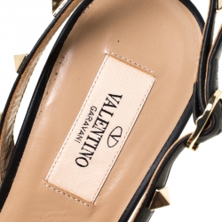 Pre Owned Valentino Black Leather Rockstud Slingback Pointed Toe Pumps Size 40