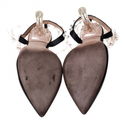 Pre Owned Valentino Black Leather Studded Strappy Pointed Toe Sandals Size 41