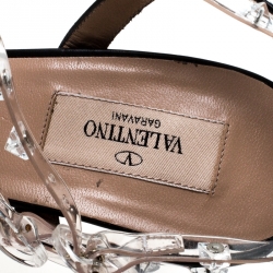 Pre Owned Valentino Black Leather Studded Strappy Pointed Toe Sandals Size 41