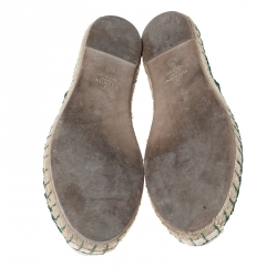 Pre Owned Valentino Green Lace Espadrilles Size 36