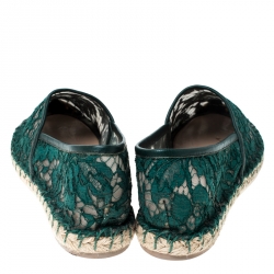 Pre Owned Valentino Green Lace Espadrilles Size 36