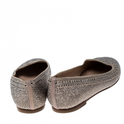 Pre Owned Valentino Beige Suede Studded Belgian Ballet Flats Size 39