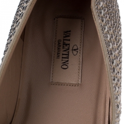 Pre Owned Valentino Beige Suede Studded Belgian Ballet Flats Size 39