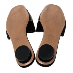 Pre Owned Valentino Black Suede Panther Mules Size 38