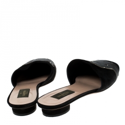 Pre Owned Valentino Black Suede Panther Mules Size 38