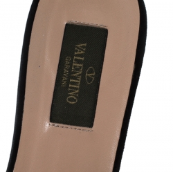 Pre Owned Valentino Black Suede Panther Mules Size 38