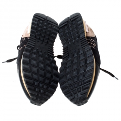 Pre Owned Valentino Multicolor Suede Leather And Macramé Lace Rockrunner Sneakers Size 39