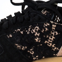 Pre Owned Valentino Multicolor Suede Leather And Macramé Lace Rockrunner Sneakers Size 39