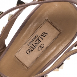 Pre Owned Valentino Purple Patent Leather Rockstud Ankle Strap Sandals Size 38.5