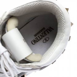 Pre Owned Valentino White Leather Rockstud Amor High Top Sneakers Size 38