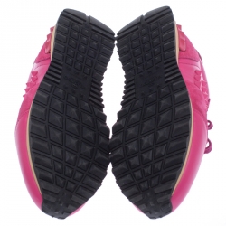 Pre Owned Valentino Pink Leather And Suede Spike Lace Up Sneakers Size 38.5