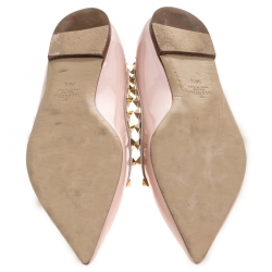 Pre Owned Valentino Beige Patent Leather Pointed Toe Ballet Flats Size 38.5