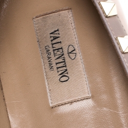 Pre Owned Valentino Beige Patent Leather Pointed Toe Ballet Flats Size 38.5