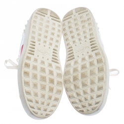 Pre Owned Valentino White/Pink Leather Open Low Top Sneakers Size 36.5