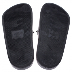 Pre Owned Valentino Black Rubber Rockstud Slide Sandals Size 37