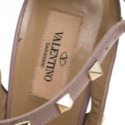 Pre Owned Valentino Black Leather Rockstud Ankle Strap Cage Sandals Size 41