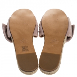 Pre Owned Valentino Beige Suede Bow Slip On Slides Size 38