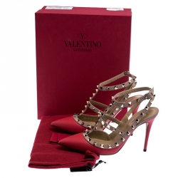 Valentino Red Leather Rockstud Cage Sandals Size 39