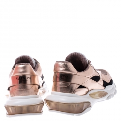 Pre Owned Valentino Metallic Pink Bounce Low Top Lace Up Sneakers Size 37