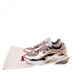 Pre Owned Valentino Metallic Pink Bounce Low Top Lace Up Sneakers Size 37