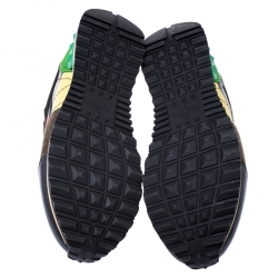 Pre Owned Valentino Multicolor Camouflage Canvas and Leather Rockrunner Sneakers Size 37