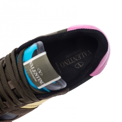 Pre Owned Valentino Multicolor Camouflage Canvas and Leather Rockrunner Sneakers Size 37