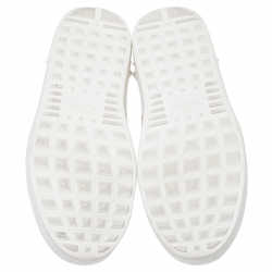 Pre Owned Valentino White/Gold Leather Flycrew Lace Up Sneakers Size 38