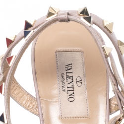Pre Owned Valentino Pale Pink Leather Rockstud Pointed Toe Pumps Size 40