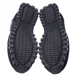 Pre Owned Valentino Black Suede and Fabric Studded Low Top Sneakers Size 39.5