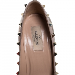 Pre Owned Valentino Metallic Bronze Leather Rockstud Pointed Toe Pumps Size 37.5