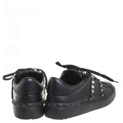 Pre Owned Valentino Black Leather Rockstud Untitled 11. Low Top Sneakers Size 38