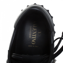 Pre Owned Valentino Black Leather Rockstud Untitled 11. Low Top Sneakers Size 38