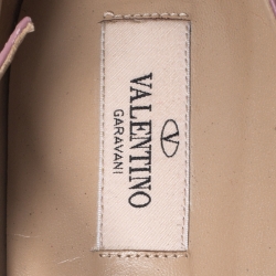 Pre Owned Valentino Pink Leather T Strap Rockstud Ballet Flats Size 39