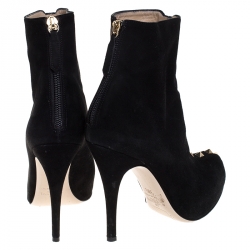 Pre Owned Valentino Black Suede Rockstud Ankle Boots Size 36.5