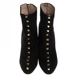 Pre Owned Valentino Black Suede Rockstud Ankle Boots Size 36.5