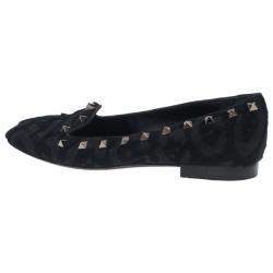 Pre Owned حذاء فالنتينو ترصيعات شعر خيل أسود وجلد مقاس 37.5