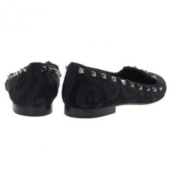 Pre Owned حذاء فالنتينو ترصيعات شعر خيل أسود وجلد مقاس 37.5