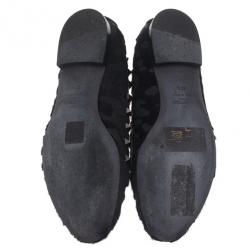 Pre Owned حذاء فالنتينو ترصيعات شعر خيل أسود وجلد مقاس 37.5